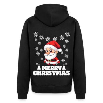 Weihnachtsmann Weihnachten Merry Christmas Schnee - Unisex Premium Bio Zip Hoodie - Schwarz - Hinten - Nico (187cm)