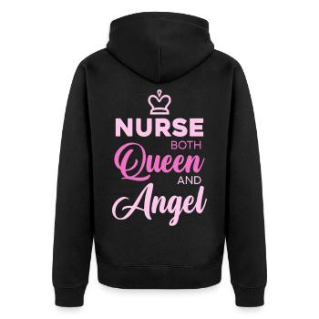 Nurse Queen Angel Typography - Unisex Premium Organic Zip Hoodie - black - Back - Nico (187cm)