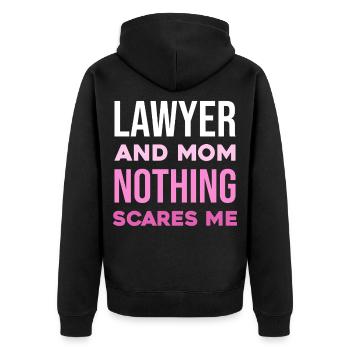 Anwältin und Mama – Nichts ängstigt mich - Unisex Premium Bio Zip Hoodie - Schwarz - Hinten - Nico (187cm)