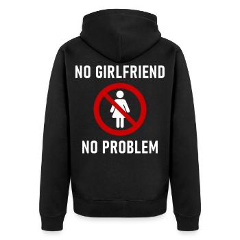 Pas de copine, pas de problème. - Veste à capuche bio Premium Unisexe - noir - Dos - Nico (187cm)