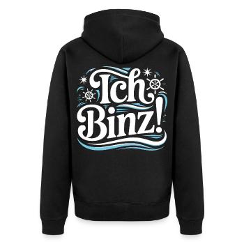 I Binz – Vacances en mer Baltique à Rügen - Veste à capuche bio Premium Unisexe - noir - Dos - Nico (187cm)