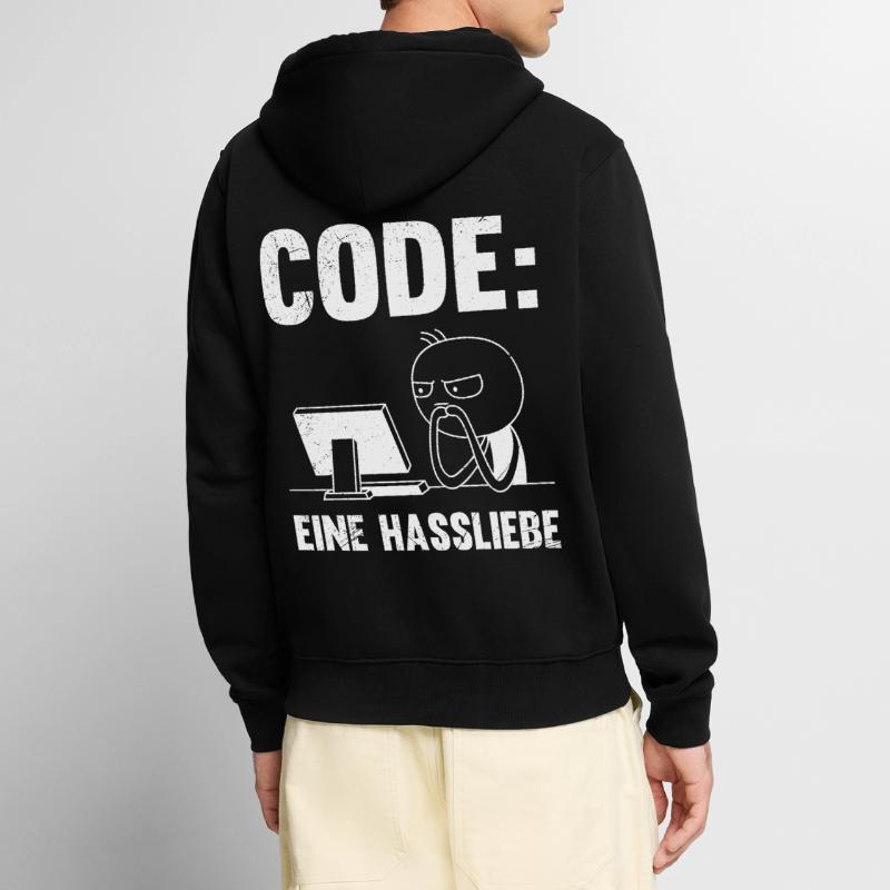 Coder CODE A LOVE-HATE RELATIONSHIP FUNNY Unisex Premium Organic Zip Hoodie