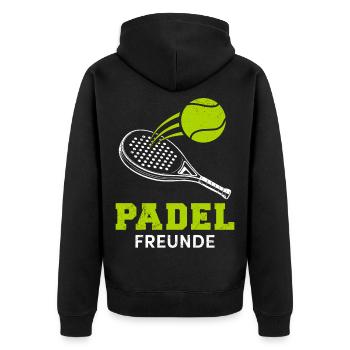 Padel Team PADEL FREUNDE Padelspiele Lustiges - Unisex Premium Bio Zip Hoodie - Schwarz - Hinten - Nico (187cm)