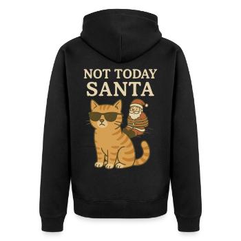 Nicht heute Weihnachtsmann-Lustiges Katzen-Weihnachtsdesign - Unisex Premium Bio Zip Hoodie - Schwarz - Hinten - Nico (187cm)