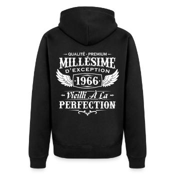 Vintage 1966 Vintage 1966 Birthday Gift - Unisex Premium Organic Zip Hoodie - black - Back - Nico (187cm)
