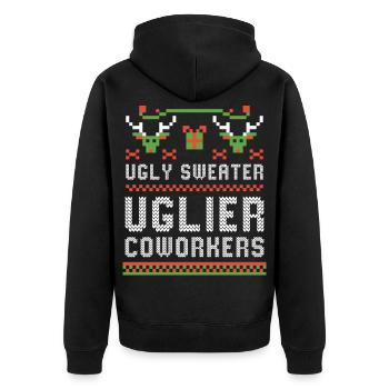 Pull moche Collègues de bureau à la fête de Noël drôles - Veste à capuche bio Premium Unisexe - noir - Dos - Nico (187cm)