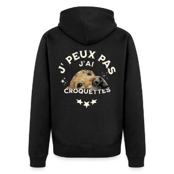 Ich kann nicht. Ich esse Trockenfutter. - Unisex Premium Bio Zip Hoodie - Schwarz - Hinten - Nico (187cm)