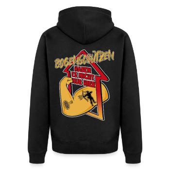 Bogen schießen - Unisex Premium Bio Zip Hoodie - Schwarz - Hinten - Nico (187cm)