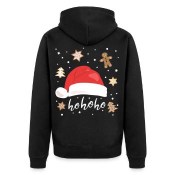Weihnachtsmütze Weihnachten Lebkuchen Ho Ho Ho - Unisex Premium Bio Zip Hoodie - Schwarz - Hinten - Nico (187cm)
