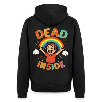Dead Inside - Unisex Premium Bio Zip Hoodie - Schwarz - Hinten - Nico (187cm)