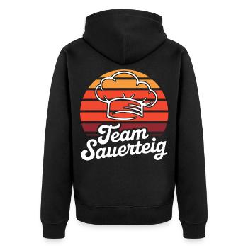 Team Sauerteig Retro Brot Logo - Unisex Premium Bio Zip Hoodie - Schwarz - Hinten - Nico (187cm)