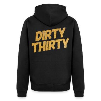 Dirty Thirty 30. Geburtstag - Unisex Premium Bio Zip Hoodie - Schwarz - Hinten - Nico (187cm)