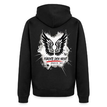 FEAR NOT Bible Verse Japan Art - Unisex Premium Organic Zip Hoodie - black - Back - Nico (187cm)