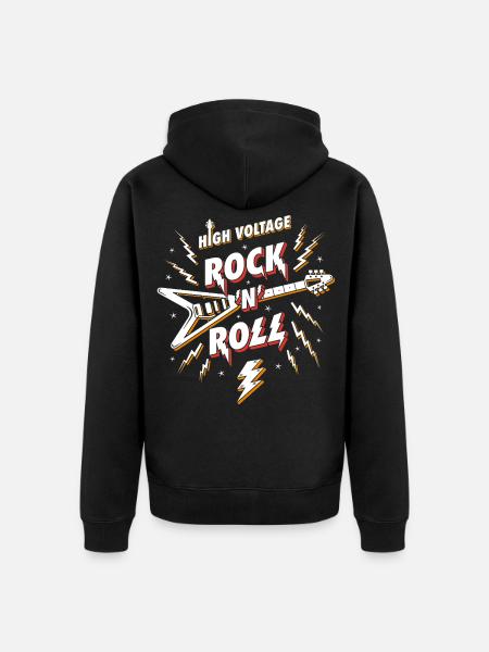 Hochspannungs-Rock'n'Roll-Gitarre - Unisex Premium Bio Zip Hoodie - Schwarz