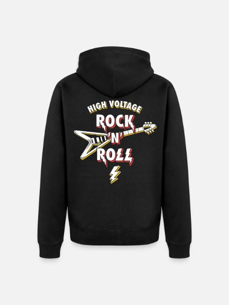 Hochspannungs-Rock'n'Roll-Gitarre - Unisex Premium Bio Zip Hoodie - Schwarz