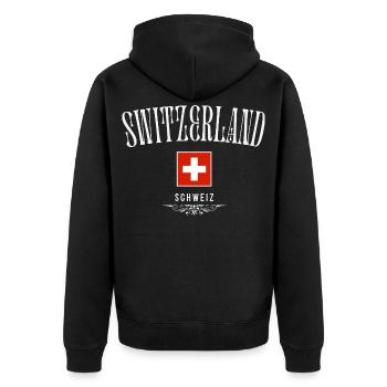 Flag of Switzerland, Swiss pride - Unisex Premium Organic Zip Hoodie - black - Back - Nico (187cm)