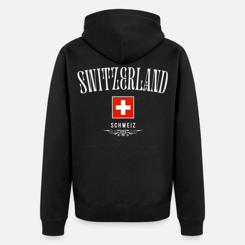 Flagge der Schweiz, Schweizer Stolz - Unisex Premium Bio Zip Hoodie - Schwarz