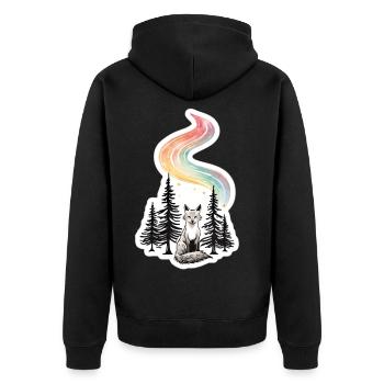 Northern Lights Fox in the Forest - Unisex Premium Organic Zip Hoodie - black - Back - Nico (187cm)