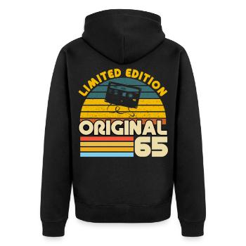 65 Ans Vintage Cadeau Anniversaire Rétro Original - Veste à capuche bio Premium Unisexe - noir - Dos - Nico (187cm)