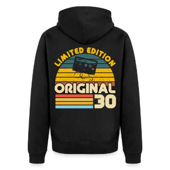 30 Ans Vintage Cadeau Anniversaire Rétro Original - Veste à capuche bio Premium Unisexe - noir - Dos - Nico (187cm)