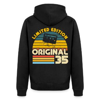 35 Ans Vintage Cadeau Anniversaire Rétro Original - Veste à capuche bio Premium Unisexe - noir - Dos - Nico (187cm)