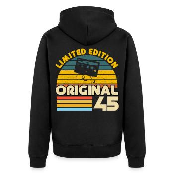 45 Ans Vintage Cadeau Anniversaire Rétro Original - Veste à capuche bio Premium Unisexe - noir - Dos - Nico (187cm)
