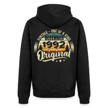 December 1992 - Vintage Authentic December 1992 - Unisex Premium Organic Zip Hoodie - black - Back - Nico (187cm)