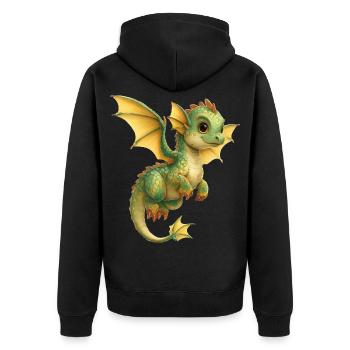 Drache - Unisex Premium Bio Zip Hoodie - Schwarz - Hinten - Nico (187cm)