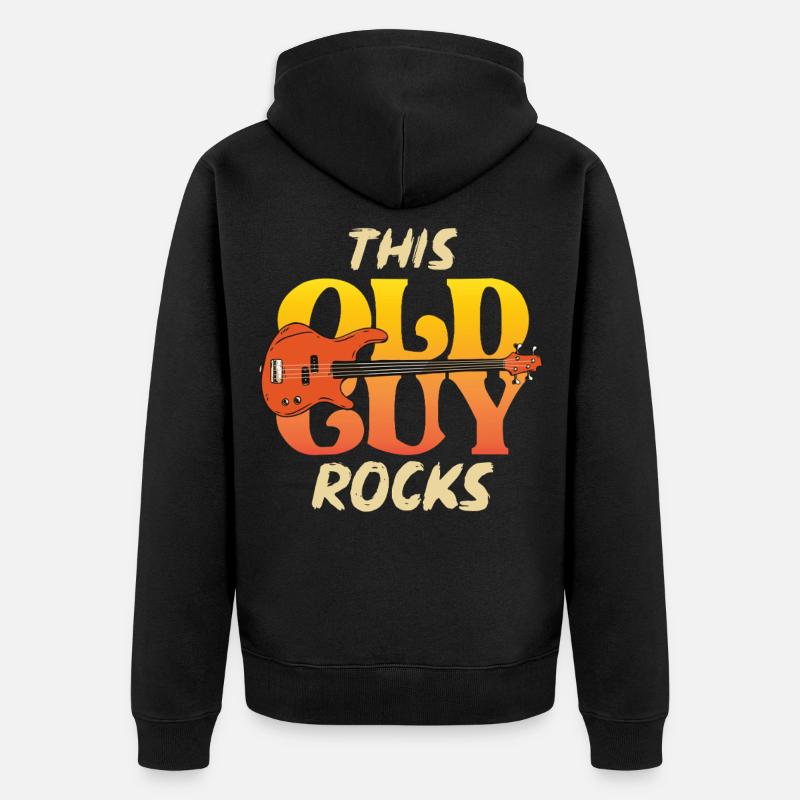 This Old Guy Rocks Guitar Tee - Unisex Premium Bio Zip Hoodie - Schwarz