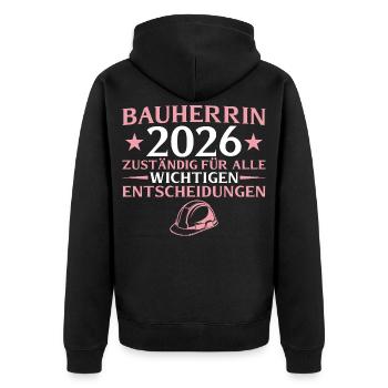 Constructeur 2026 Responsable de tout - construction de maison - Veste à capuche bio Premium Unisexe - noir - Dos - Nico (187cm)