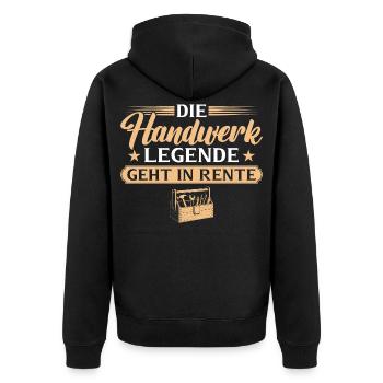 Kollege Abschied - Handwerker in Rente - Unisex Premium Bio Zip Hoodie - Schwarz - Hinten - Nico (187cm)