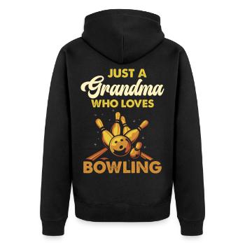 Grand-mère du bowling adore le bowling - Veste à capuche bio Premium Unisexe - noir - Dos - Nico (187cm)