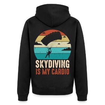 Parachutisme Cardio Retro Sunset - Veste à capuche bio Premium Unisexe - noir - Dos - Nico (187cm)