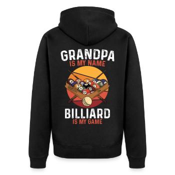 Grand-père est mon nom, le billard est mon jeu - Veste à capuche bio Premium Unisexe - noir - Dos - Nico (187cm)