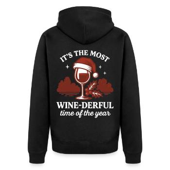 Christmas It's The Most Wine-Derful Time of The - Unisex Premium Organic Zip Hoodie - black - Back - Nico (187cm)