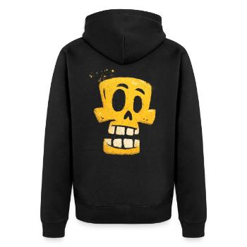 Yellow Graffiti Skeleton Grin - Unisex Premium Organic Zip Hoodie - black - Back - Nico (187cm)