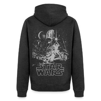 Star Wars Galaxy with Darth Vader Retro - Unisex Premium Organic Zip Hoodie - heather anthracite - Back - Nico (187cm)