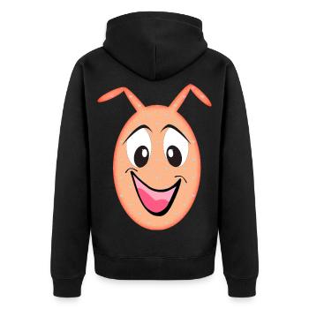 Orange Figurine Funny Head with Hearts - Unisex Premium Organic Zip Hoodie - black - Back - Nico (187cm)