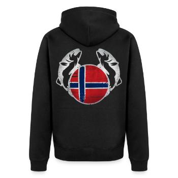 Norvège Pêche - Veste à capuche bio Premium Unisexe - noir - Dos - Nico (187cm)