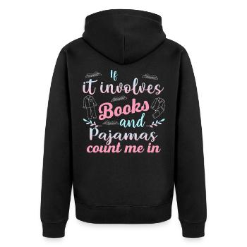 Bücher & Pyjamas Pastell-Design - Unisex Premium Bio Zip Hoodie - Schwarz - Hinten - Nico (187cm)