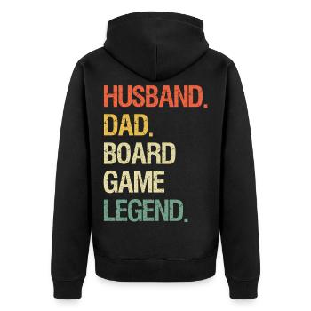 Husband Dad Board Game Night Legend Funny - Unisex Premium Organic Zip Hoodie - black - Back - Nico (187cm)