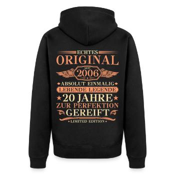 2006 Vintage Absolutely Unique 20th Birthday - Unisex Premium Organic Zip Hoodie - black - Back - Nico (187cm)