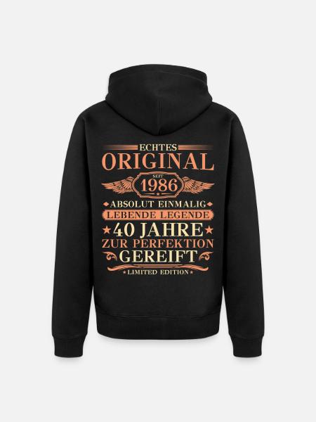 1986 Jahrgang Absolut Einmalig 40. Geburtstag - Premium økologisk unisex-hættejakke - sort