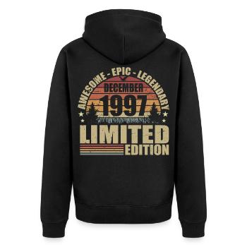 Décembre 1997 - Édition Limitée Décembre 1997 - Veste à capuche bio Premium Unisexe - noir - Dos - Nico (187cm)