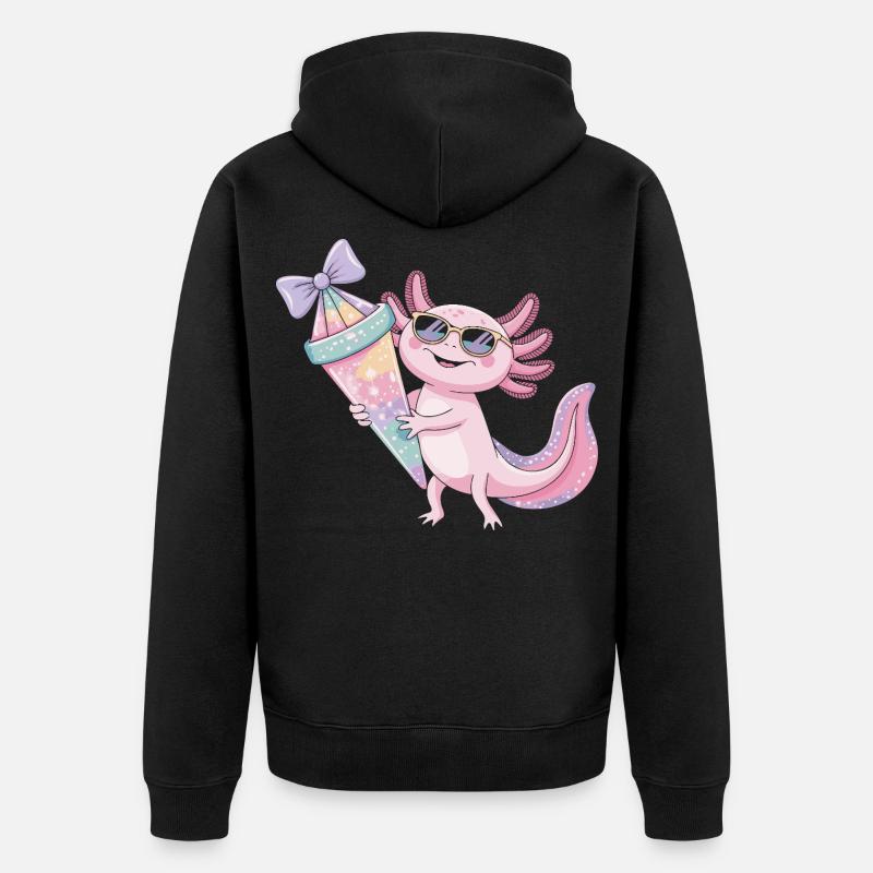 Fête glace Pink Axolotl - Veste à capuche bio Premium Unisexe - noir