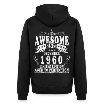 65. Geburtstag Legende Dezember Jahrgang 1960 - Unisex Premium Bio Zip Hoodie - Schwarz - Hinten - Nico (187cm)