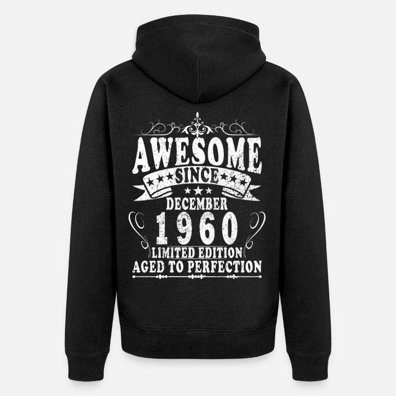 65e anniversaire Légende Décembre 1960 - Veste à capuche bio Premium Unisexe - noir