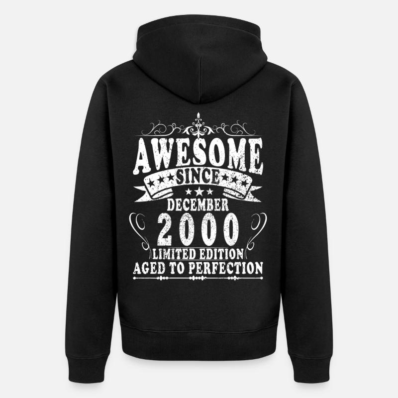 25ème Anniversaire Légende Décembre Année 2000 - Veste à capuche bio Premium Unisexe - noir
