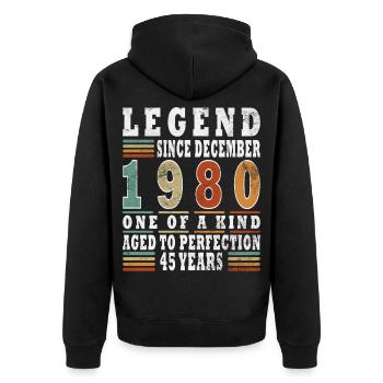 Décembre 1980 - Édition limitée décembre 1980 - Veste à capuche bio Premium Unisexe - noir - Dos - Nico (187cm)