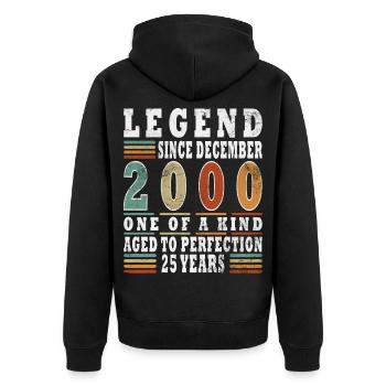 25ème Anniversaire Légende Décembre Année 2000 - Veste à capuche bio Premium Unisexe - noir - Dos - Nico (187cm)